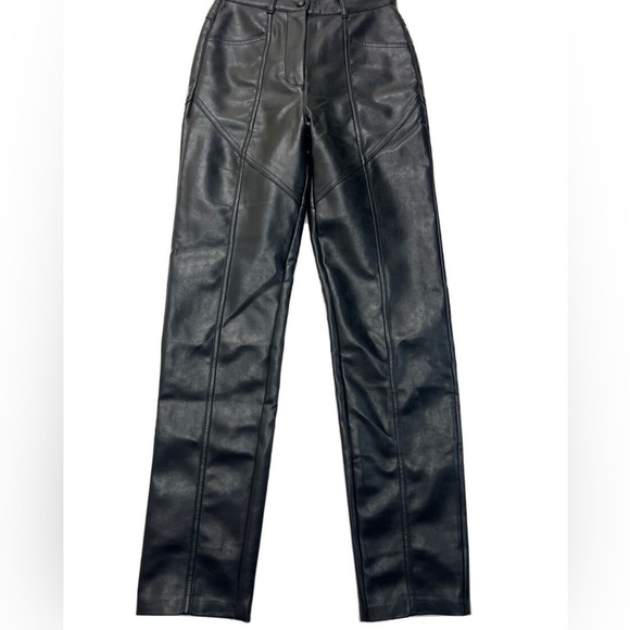 Aritzia Wilfred Melina Pants Womens Faux Leather Straight Leg Size 2 EUC - Picture 1 of 13